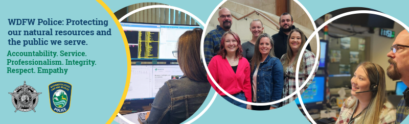 Fish and Wildlife Recruiting banner highlighting WILDCOMM Dispatchers and the core values.